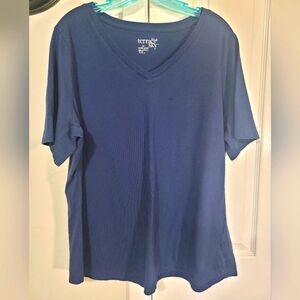 Terra & Sky Women's Blue V-Neck Top